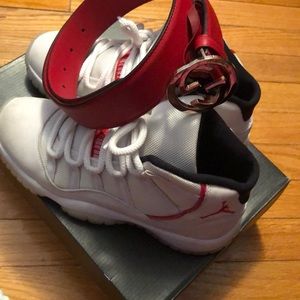 Size 6 Jordans with Gucci belt
